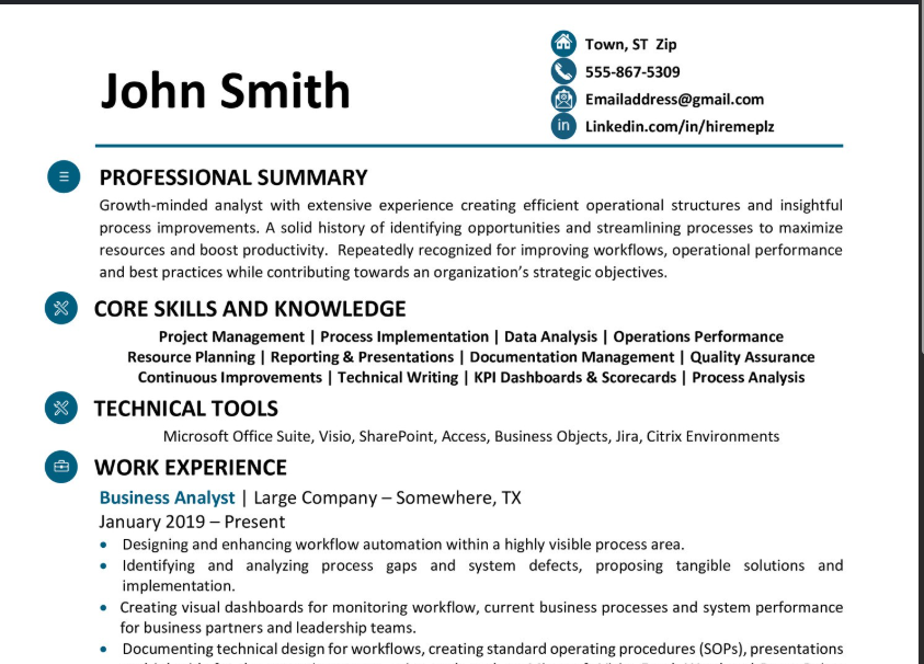 Example of a US-style CV that would not work well for Danish employers